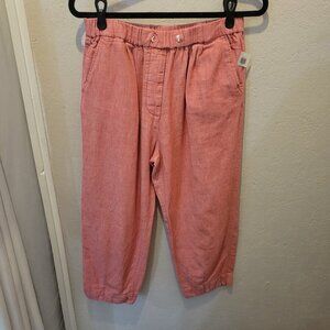 Free People Washed Red Cotton Linen Blend Crop Lounge Pants